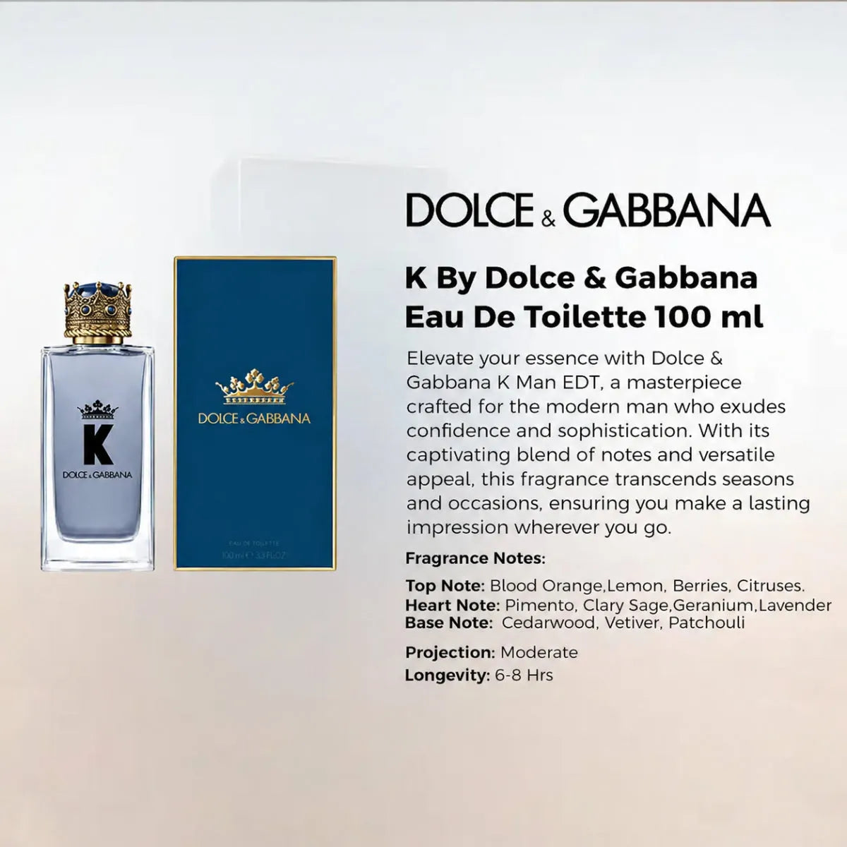 Dolce & Gabbana K Eau de Toilette 100ML premium fragrance information | Perfume Souq Qatar