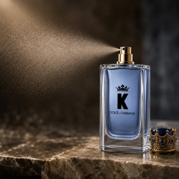 Dolce & Gabbana K royal blue perfume bottle for men with refined luxury fragrance design in Perfumesouq Qatar