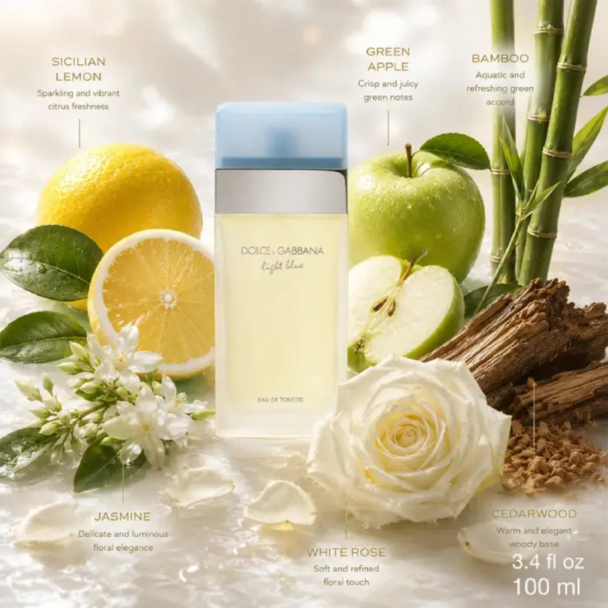 Dolce & Gabbana Light Blue EDT 100 ml authentic womens's fragrance with citrus, juniper and musk notes - PerfumeSouq Qatar