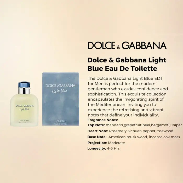 Dolce & Gabbana Light Blue perfume bottle showcasing elegant Eau de Toilette fragrance styling in Perfumesouq Qatar