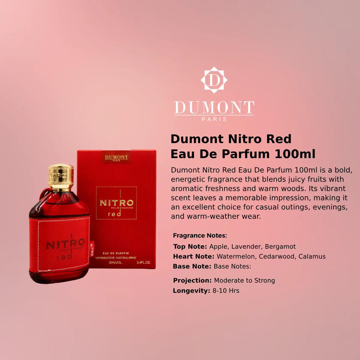 Dumont Nitro Red EDP 100ml luxury fragrance at best price in Qatar, authentic and genuine product - perfumesouq Qatar