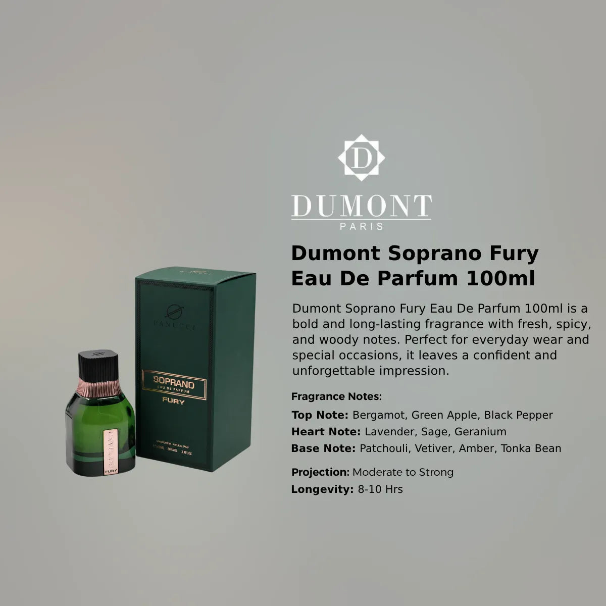Dumont Soprano Fury EDP 100ml luxury fragrance at best price in Qatar, authentic and genuine product - perfumesouq Qatar