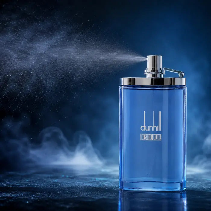 Premium Dunhill Desire Blue perfume bottle for men with refined fresh fragrance presentation in Perfumesouq Qatar