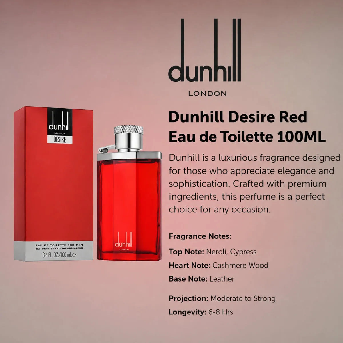 Dunhill Desire Red Eau de Toilette 100 ml fresh woody fragrance for men perfumesouq qatar