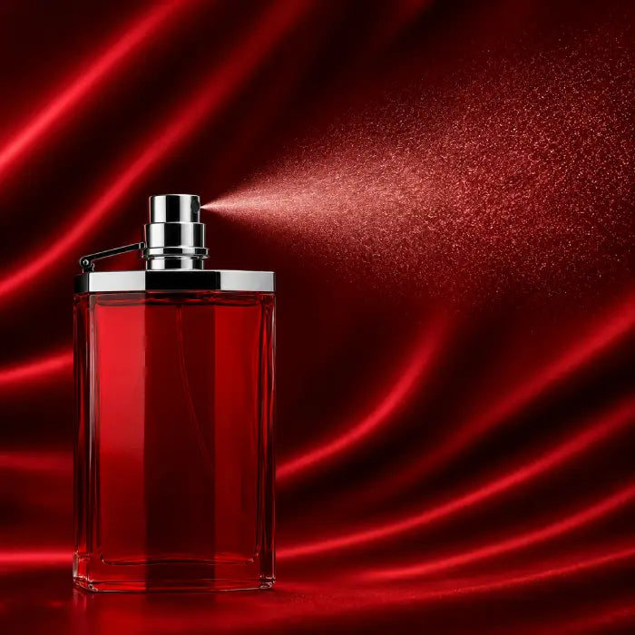 Dunhill Desire Red signature men’s scent with warm vanilla musk notes and luxury bottle design from Perfumesouq Qatar