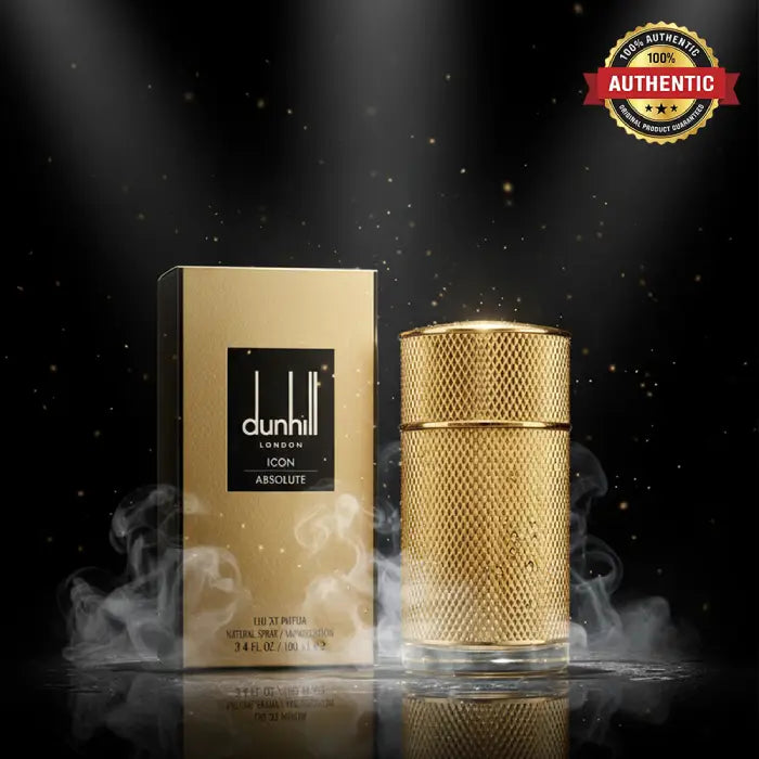 Dunhill Icon Absolute Eau de Parfum with bold woody fragrance and elegant masculine bottle from Perfumesouq Qatar