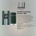 Dunhill Icon Racing EDP bottle showcasing sophisticated masculine fragrance styling from Perfumesouq Qatar