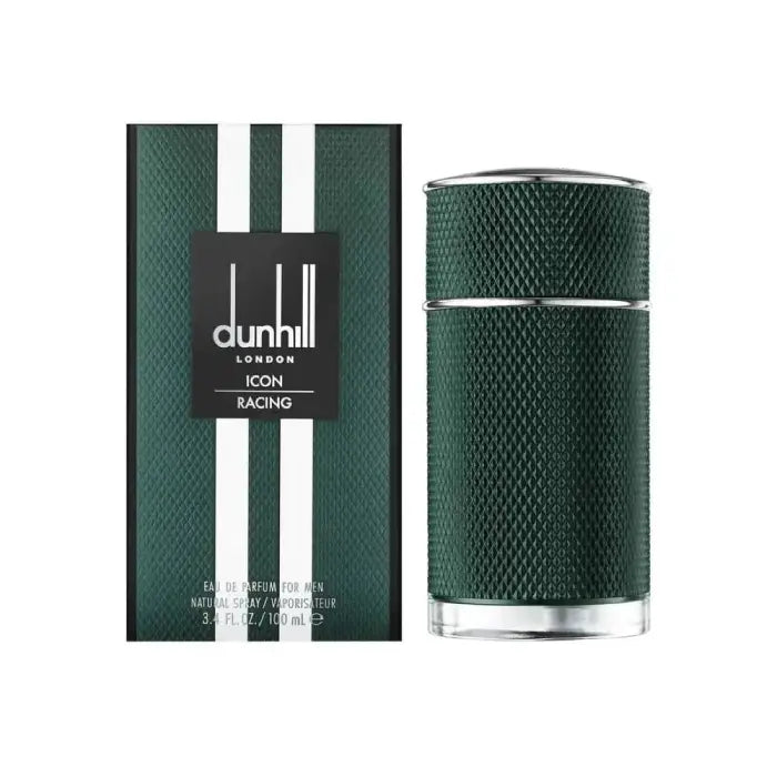 Dunhill Icon Racing men’s perfume featuring bergamot grapefruit notes and elegant fragrance design from Perfumesouq Qatar