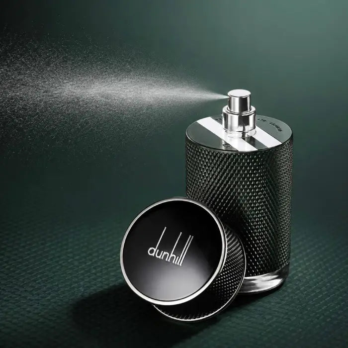 Dunhill Icon Racing signature men’s scent with citrus freshness and elegant woody accords from Perfumesouq Qatar