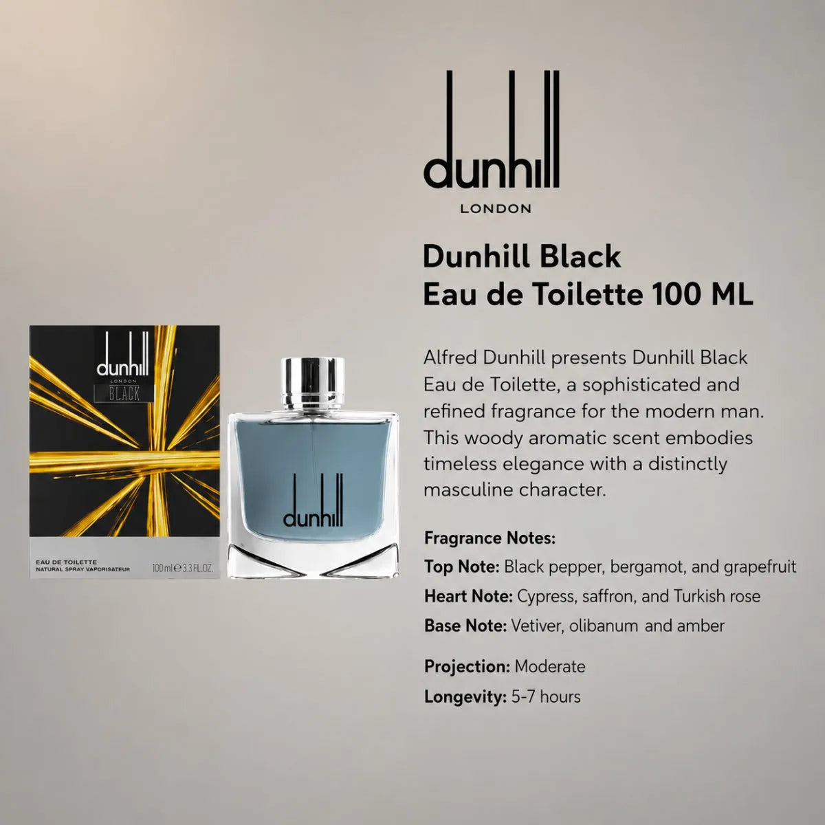 DUNHIL BLACK EDT 100ML information detailing from Perfumsouq Qatar