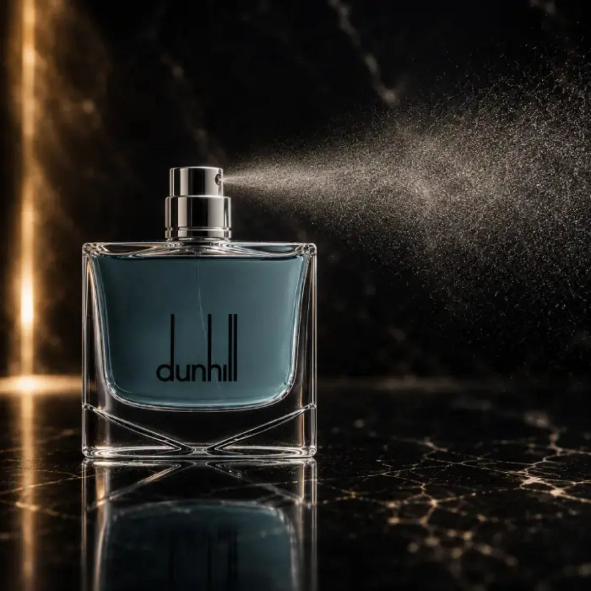 DUNHIL BLACK EDT 100ML spraying mist image from Perfumsouq Qatar