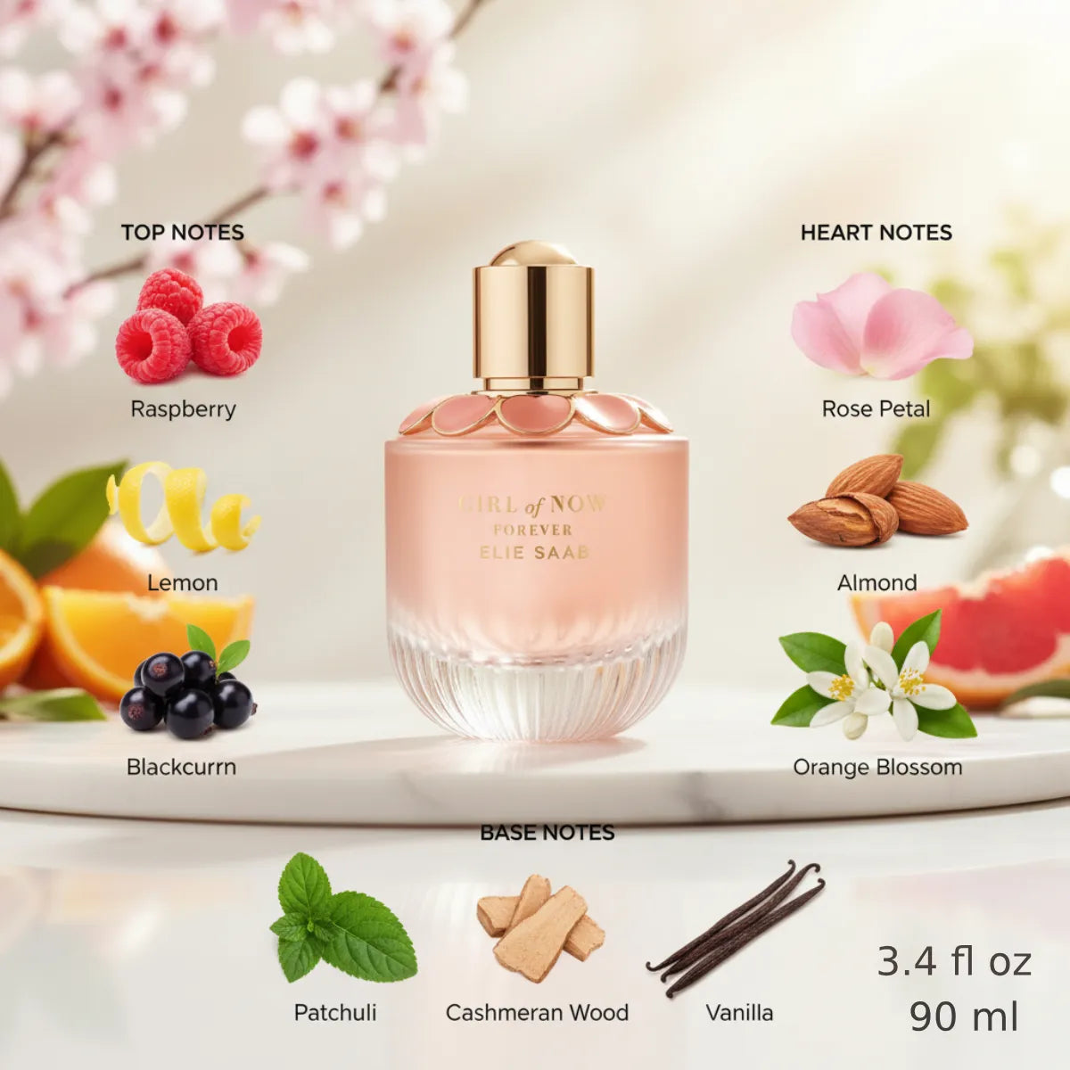 Elie Saab Girl of Now Forever Eau de Parfum fragrance notes with top, heart and base notes | Perfume Souq Qatar
