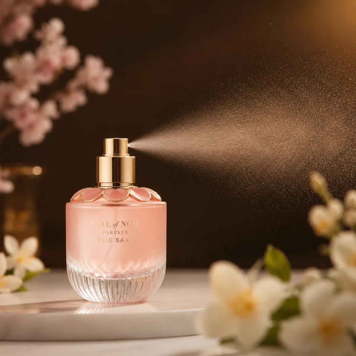 Elie Saab Girl of Now Forever Eau de Parfum perfume bottle with fragrance spray | Perfume Souq Qatar