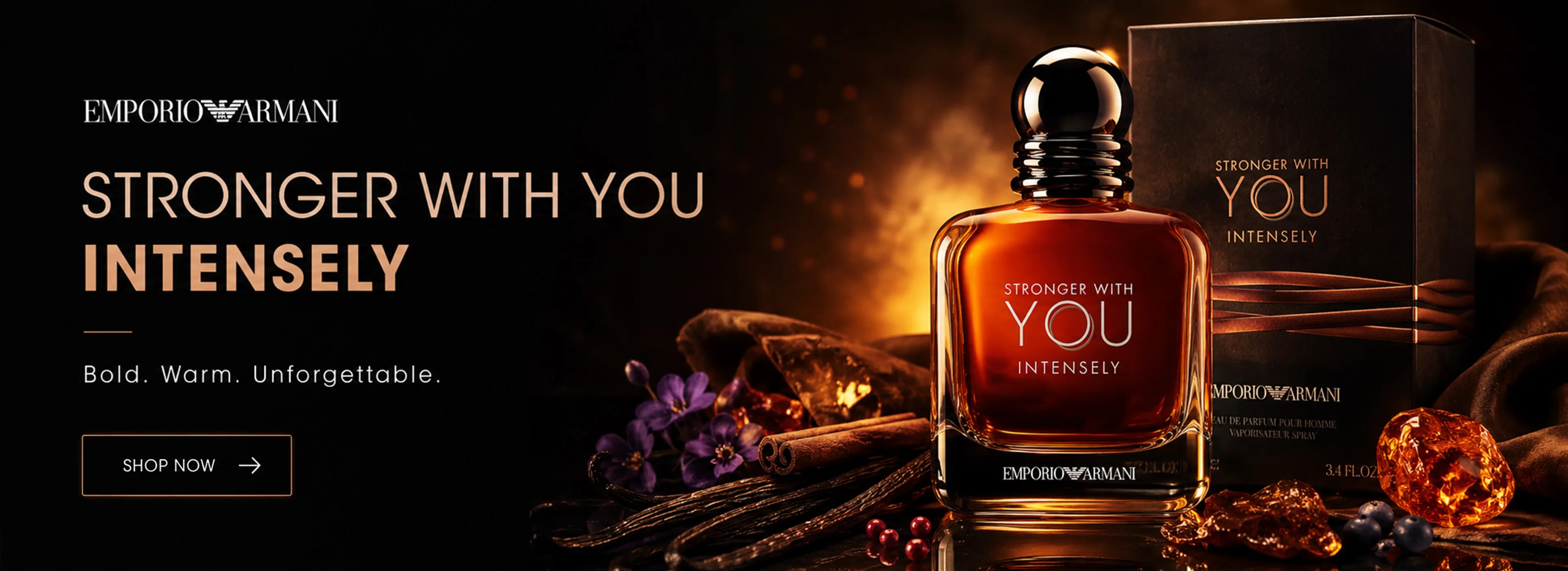 Emporio Armani Stronger With You Intensely Eau de Parfum men's fragrance with vanilla, amber and spicy woody notes perfume qatar | Perfumesouq Qatar