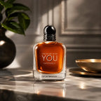 Emporio Armani warm woody perfume for men with amber vanilla accords and luxury presentation from Perfumesouq Qatar
