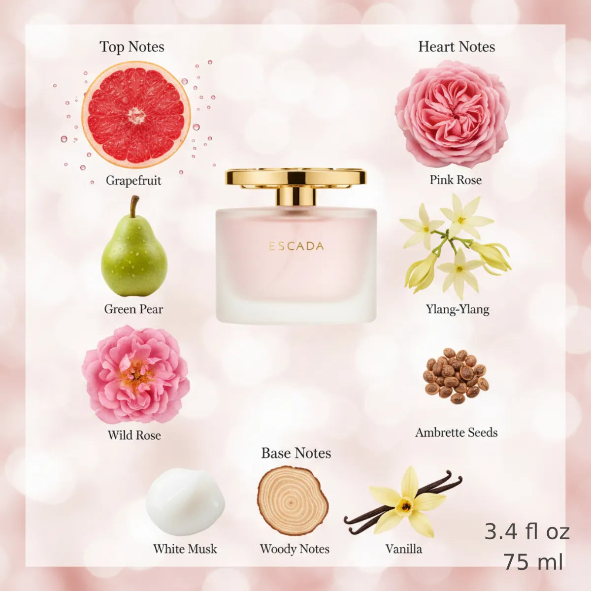 Escada Especially Delicate Notes Eau de Toilette fragrance notes with top, heart and base notes | Perfume Souq Qatar
