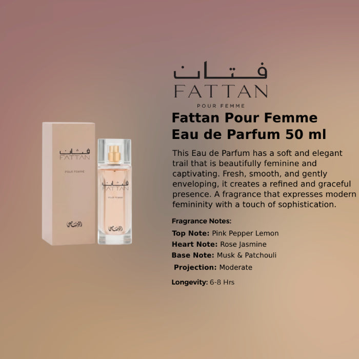 Fattan Pour Femme EDP for women with smooth feminine scent and long-lasting feel from Perfumesouq Qatar