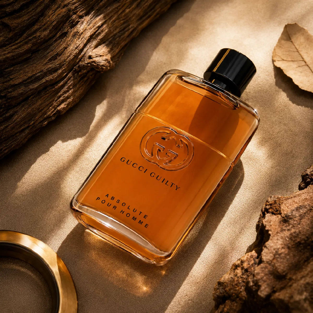 Gucci Guilty Absolute Pour Homme Eau De Parfum 90ml for best price in Qatar, bold leather fragrance with long-lasting scent - perfumesouq Qatar