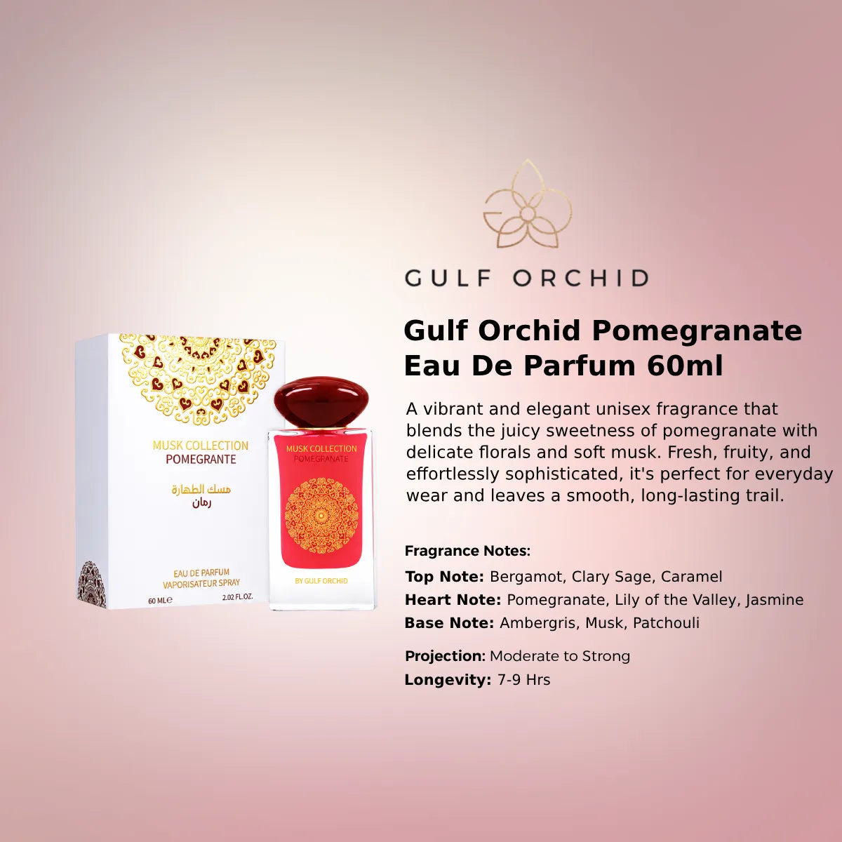 Gulf Orchid Pomegranate Musk Collection EDP 60ml luxury fragrance at best price in Qatar, authentic and genuine product - perfumesouq Qatar