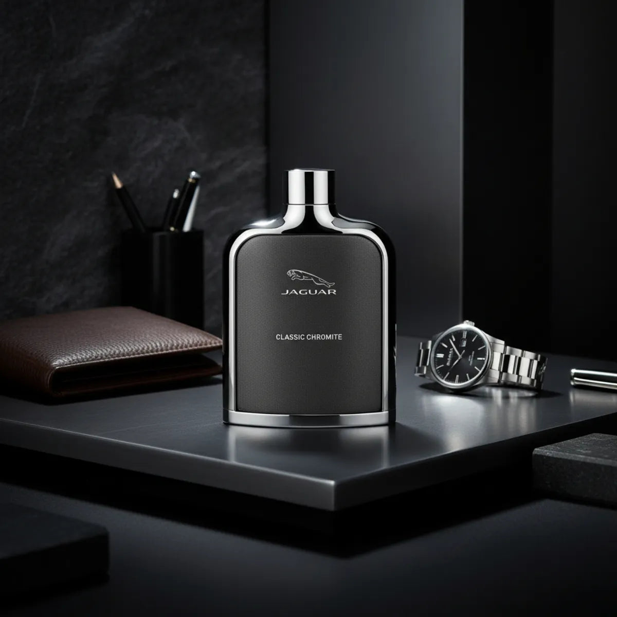 Luxury lifestyle image of Jaguar Classic Chromite EDT perfume | Perfume Souq Qatar