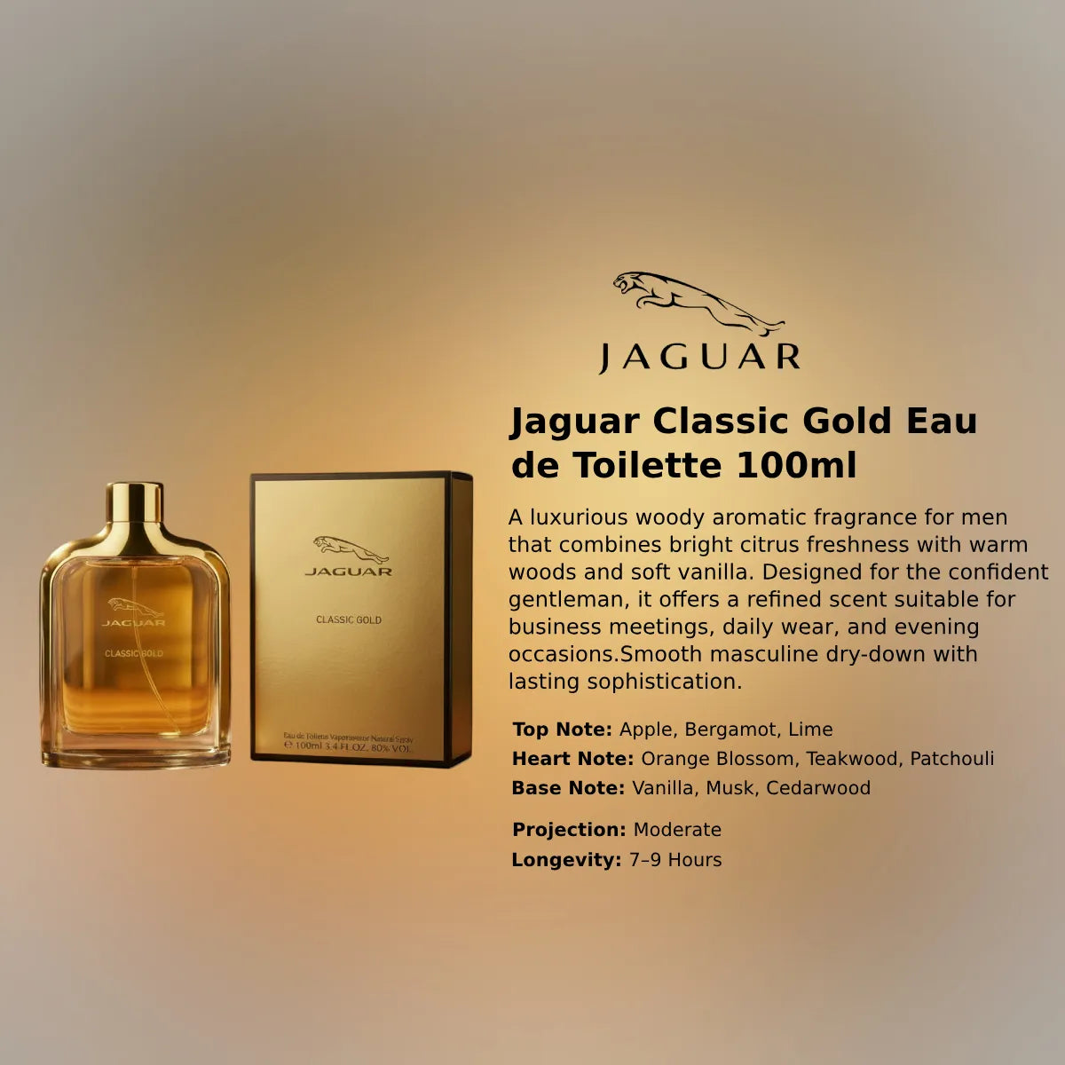 Jaguar Classic Gold premium fragrance information | Perfume Souq Qatar