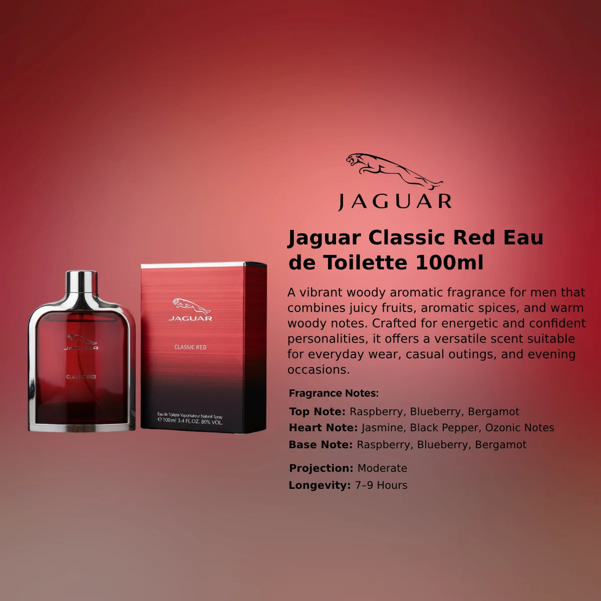 Jaguar Classic Red EDT premium fragrance information | Perfume Souq Qatar