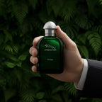Man holding Jaguar Green EDT perfume bottle | Perfume Souq Qatar