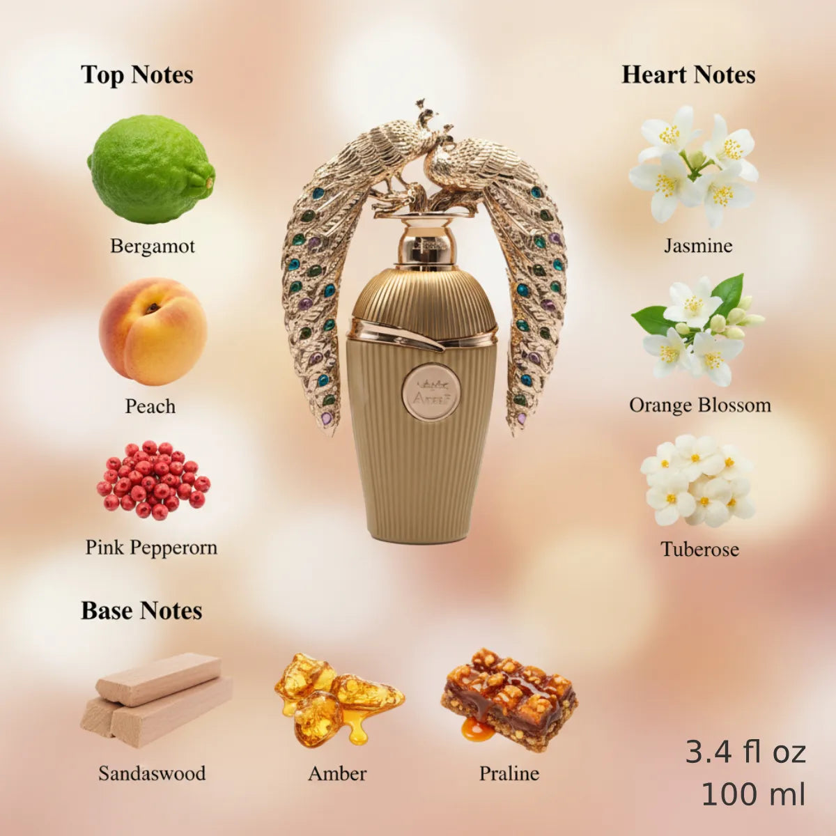 Lattafa Afeef Eau de Parfum fragrance notes with top, heart and base notes | Perfume Souq Qatar