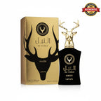 Lattafa Al Noble Ameer EDP 100 ml featuring an elegant deer-head cap and sophisticated Arabian styling Perfumesouq Qatar