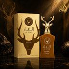 Buy Lattafa Al Noble Wazeer EDP 100 ml luxury perfume with gold deer-head cap at the best price in Perfumesouq Qatar