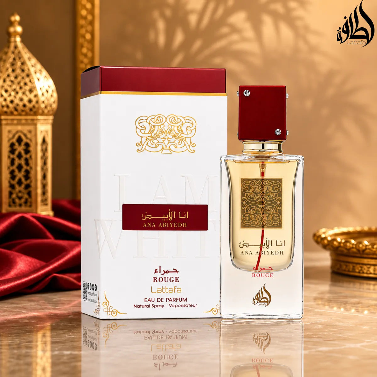 Buy Lattafa Ana Abiyedh Rouge Eau De Parfum 60ml online in Qatar at the best price, authentic unisex fragrance - Perfumesouq Qatar