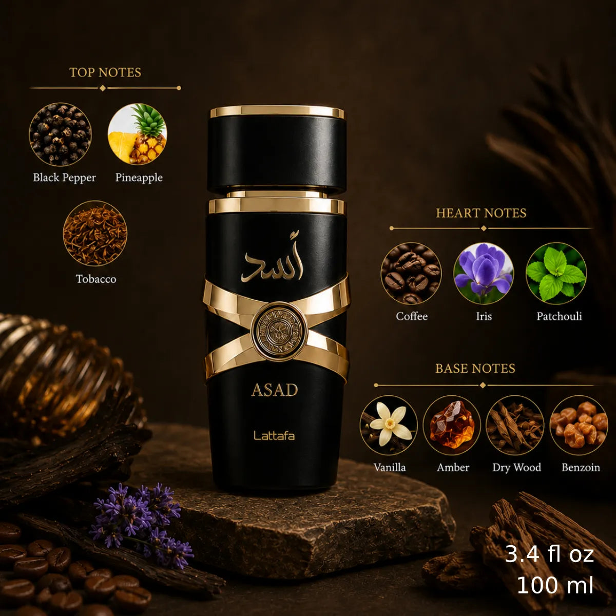 Authentic Lattafa Asad Eau De Parfum 100ml for men with fast delivery in Qatar - Perfumesouq Qatar