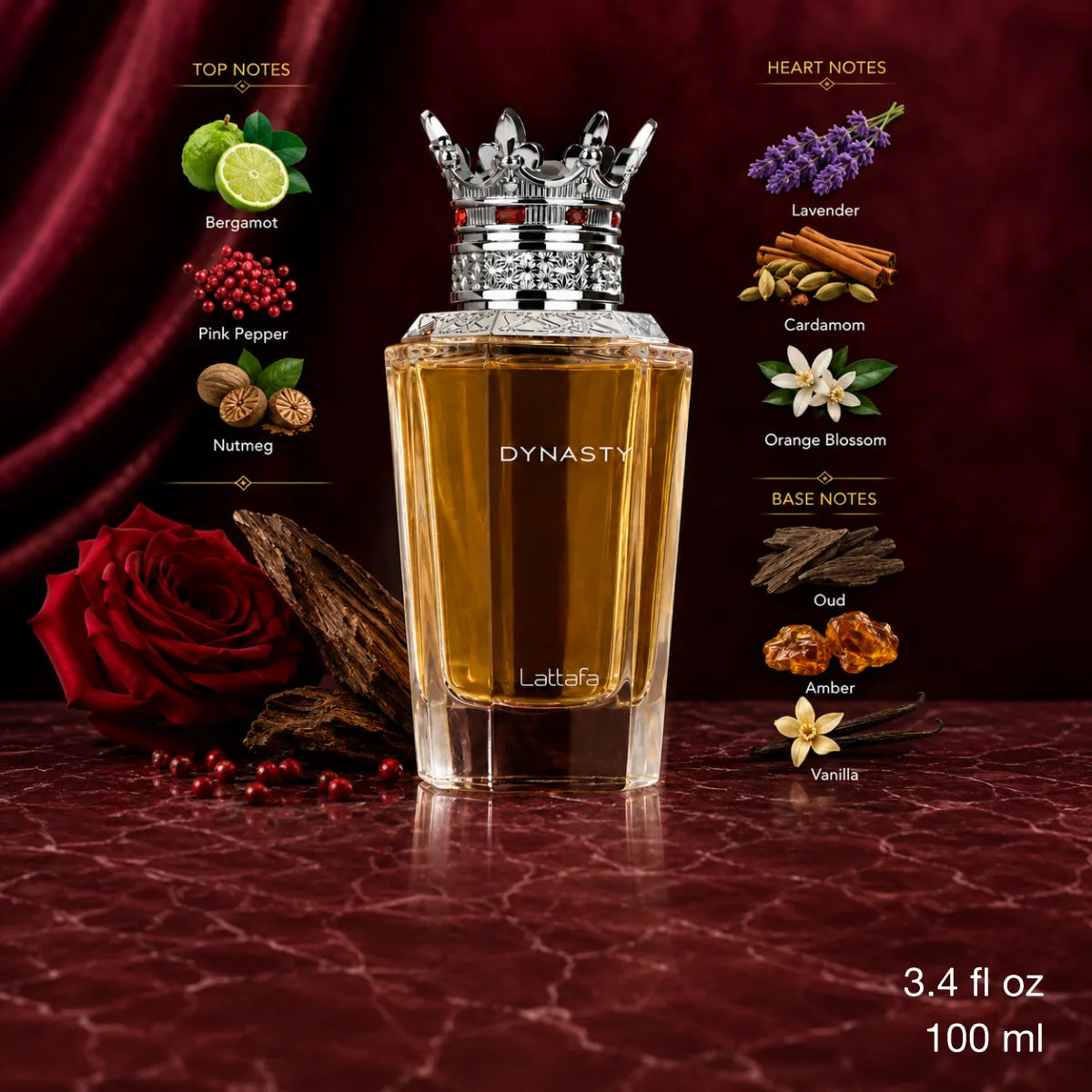 Authentic Lattafa Dynasty Eau De Parfum 100ml for best price with fast delivery - perfumesouq Qatar