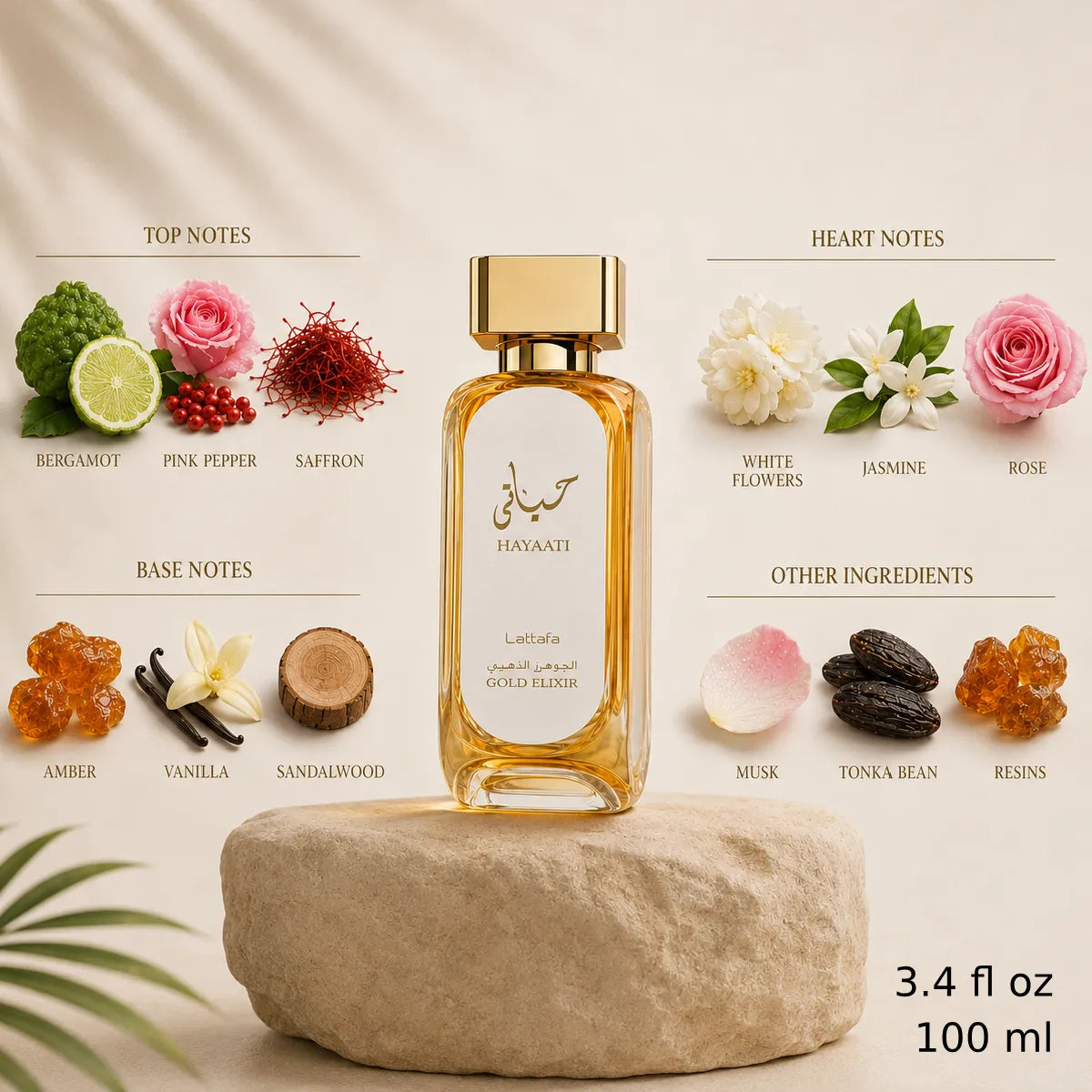 Authentic Lattafa Hayaati Gold Elixir Eau De Parfum 100ml for best price with fast delivery - Perfumesouq Qatar