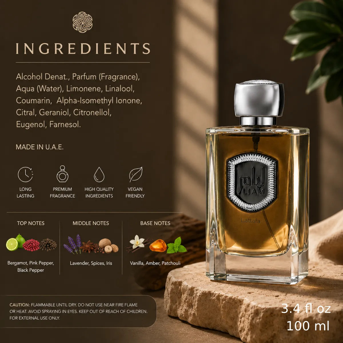 Authentic Lattafa Liam Grey Eau De Parfum 100ml for best price with fast delivery - perfumesouq Qatar