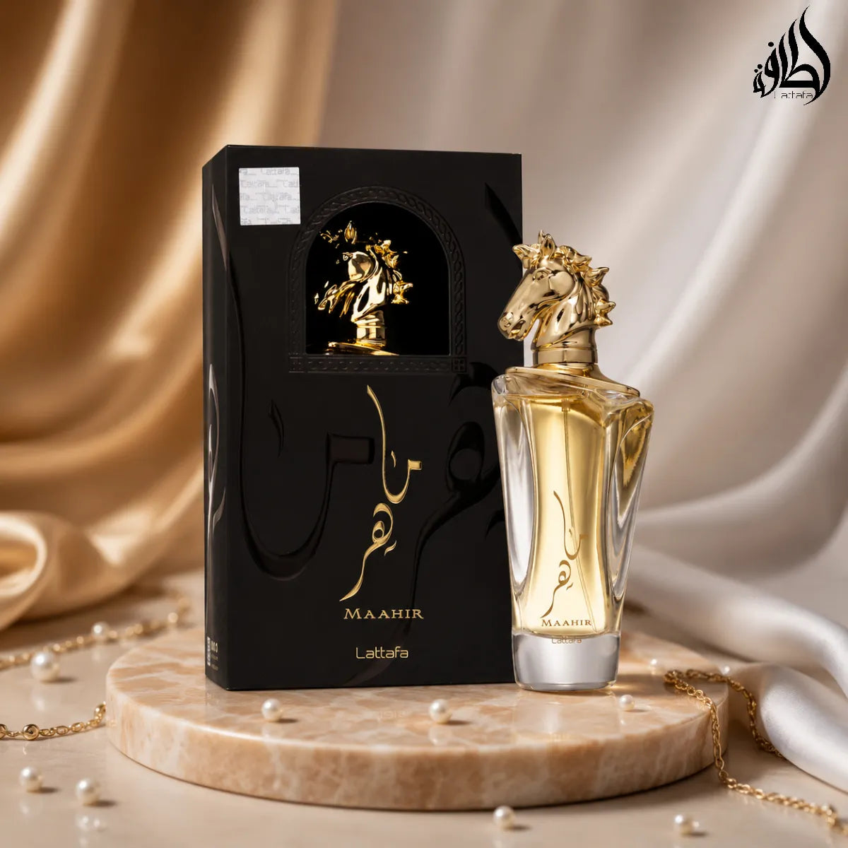 Buy Lattafa Maahir Eau De Parfum 100ml online in Qatar for best price, luxury men's fragrance from Perfumesouq Qatar
