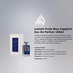 Lattafa Pride Blue Sapphire EDP 100ml luxury fragrance at best price in Qatar, authentic and genuine product - perfumesouq Qatar