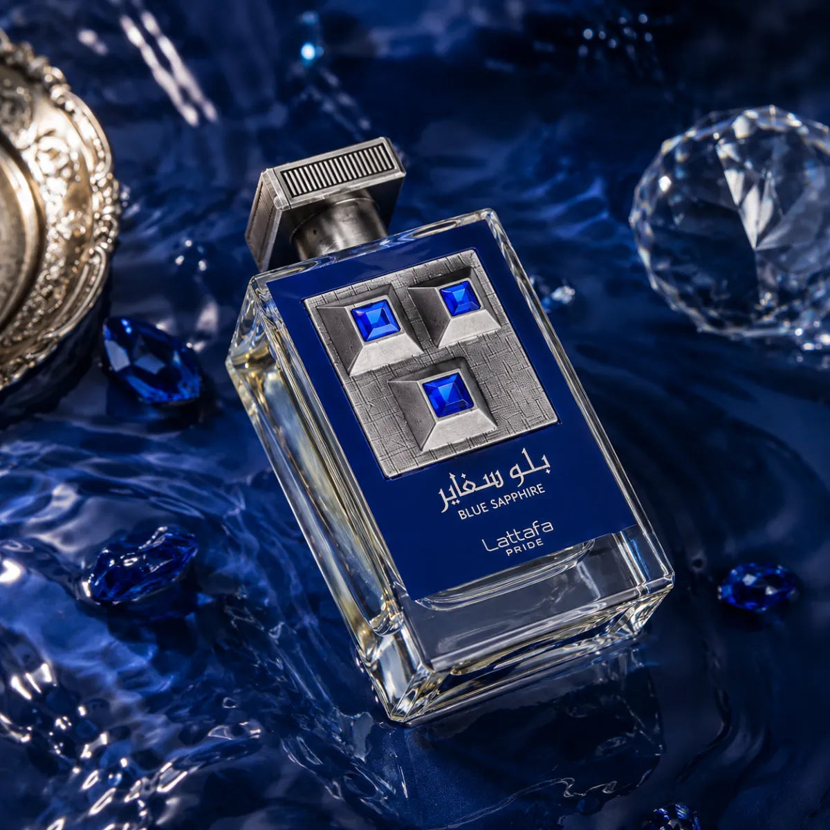 Lattafa Pride Blue Sapphire Eau De Parfum 100ml for best price in Qatar, elegant unisex fragrance with long-lasting scent - perfumesouq Qatar