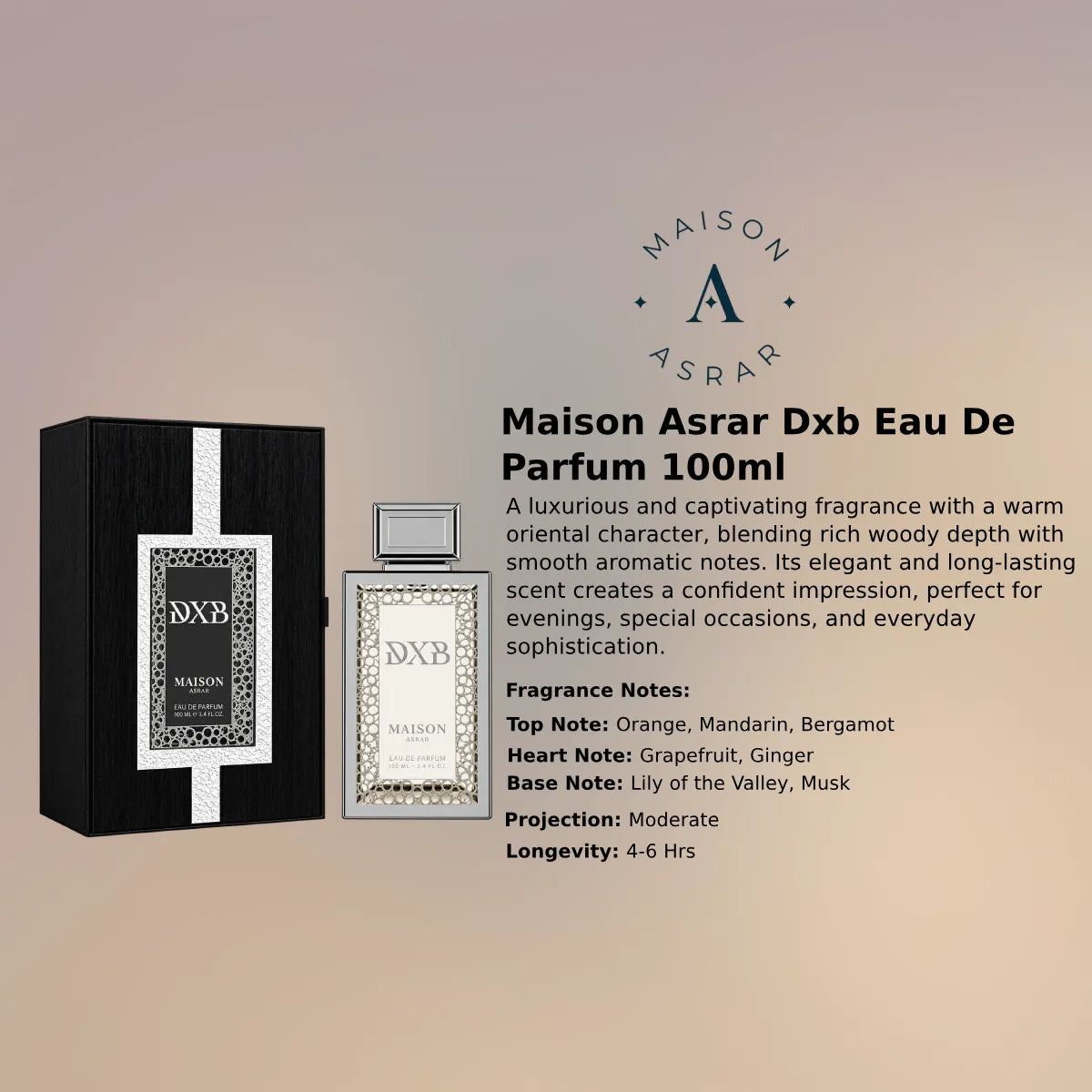 Maison Asrar Dxb EDP 100ml luxury fragrance at best price, authentic and genuine product - Perfumesouq Qatar
