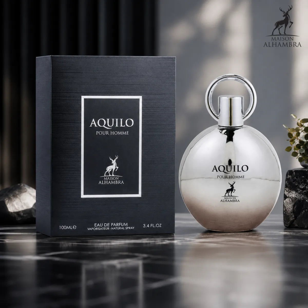 Buy Maison Alhambra Aquilo Pour Homme Eau De Parfum 100ml online in Qatar for best price, luxury fresh woody fragrance - perfumesouq Qatar