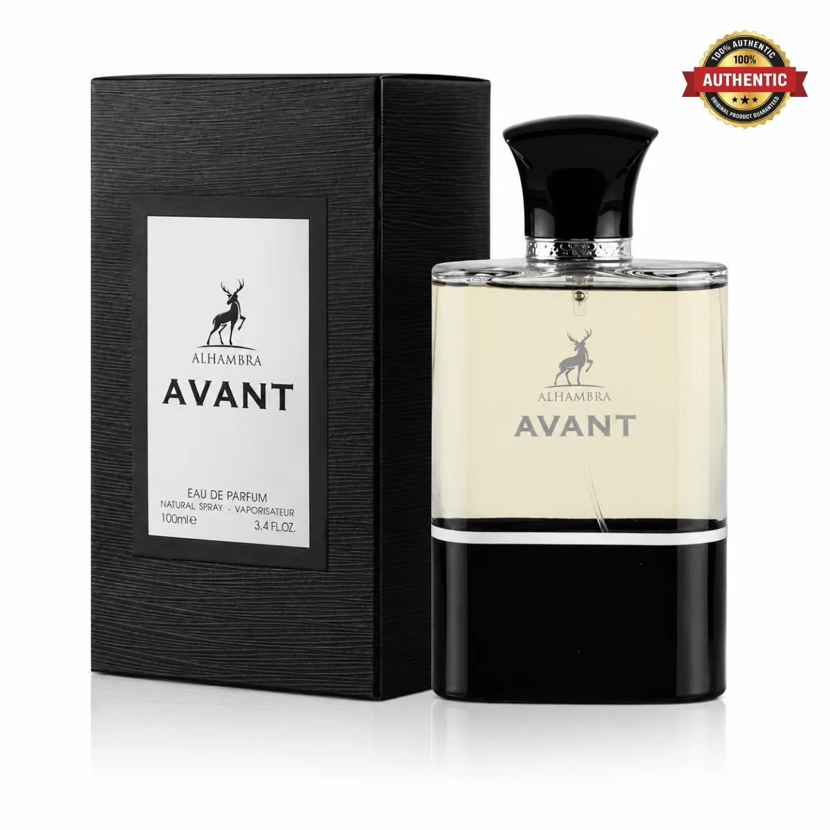 Maison Alhambra Avant Eau de Parfum for Men with elegant woody-fruity fragrance and smoky finish from Perfumesouq Qatar