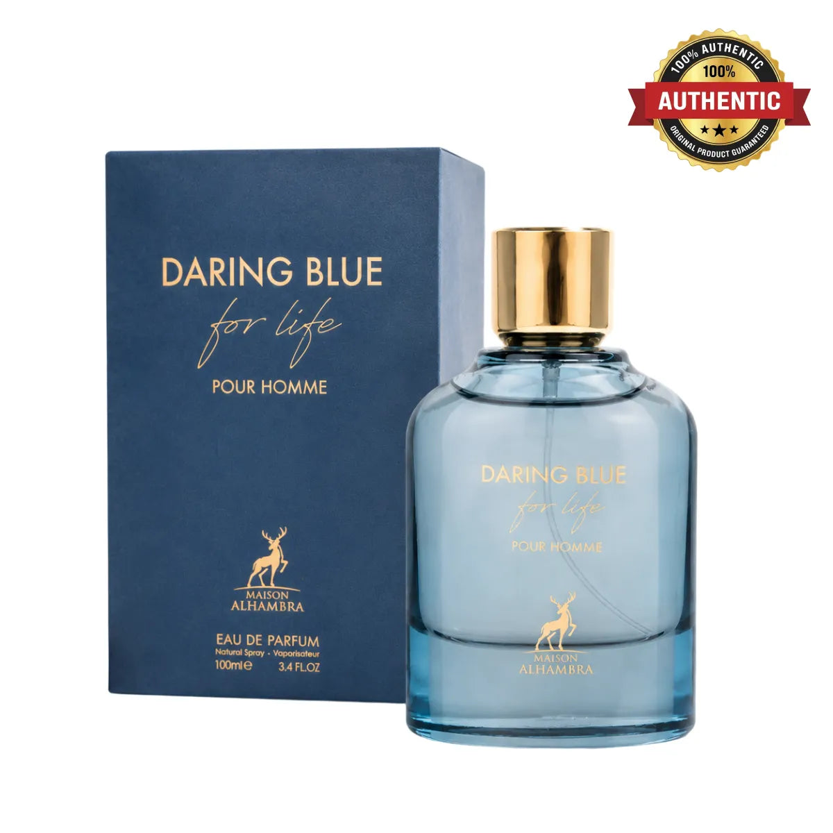 Maison Alhambra Daring Blue For Life Eau De Parfum 100ml online in Qatar at best price, premium citrus aromatic scent - perfumesouq Qatar
