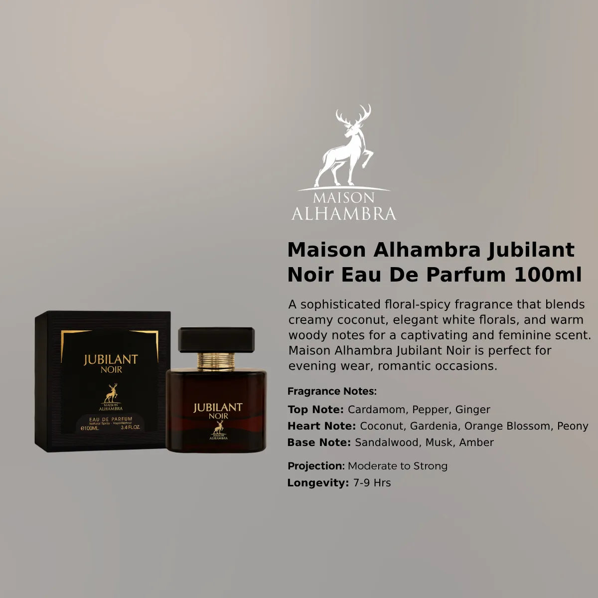 Maison Alhambra Jubilant Noir EDP 100ml luxury fragrance at best price in Qatar, authentic and genuine product - perfumesouq Qatar