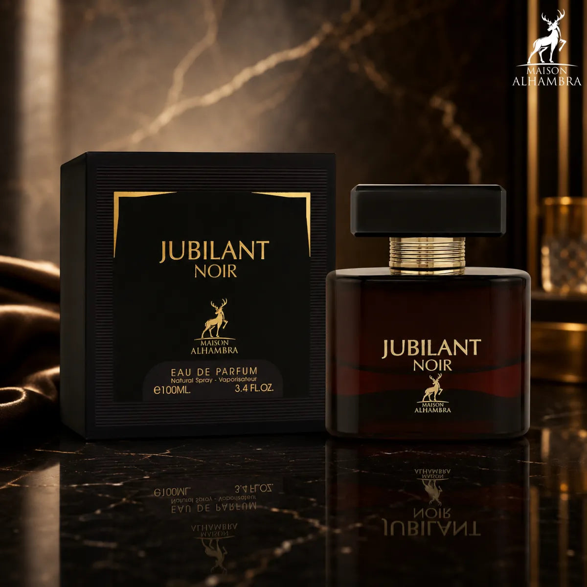 Buy Maison Alhambra Jubilant Noir Eau De Parfum 100ml online in Qatar for best price, luxury oriental fragrance - perfumesouq Qatar