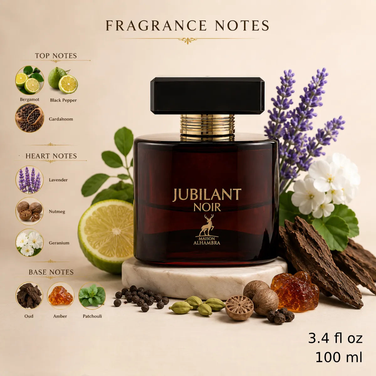 Authentic Maison Alhambra Jubilant Noir Eau De Parfum 100ml for best price with fast delivery - perfumesouq Qatar