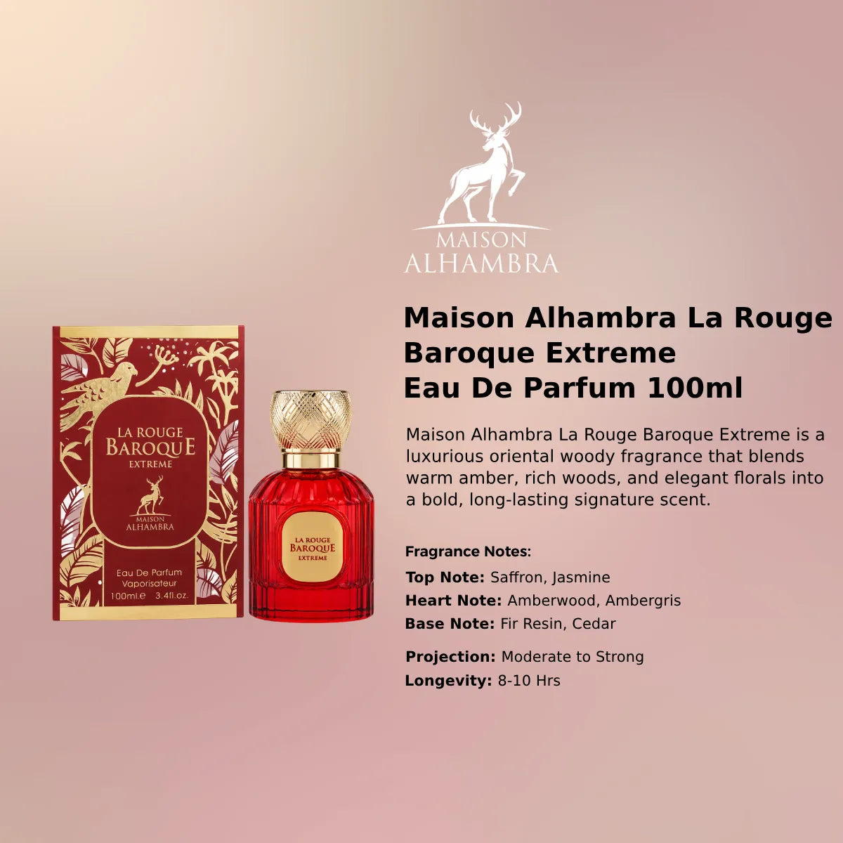 Maison Alhambra La Rouge Baroque Extreme EDP 100ml luxury fragrance at best price in Qatar, authentic and genuine product - perfumesouq Qatar