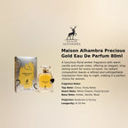 Maison Alhambra Precious Gold EDP 80ml luxury fragrance at best price in Qatar, authentic and genuine product - perfumesouq Qatar