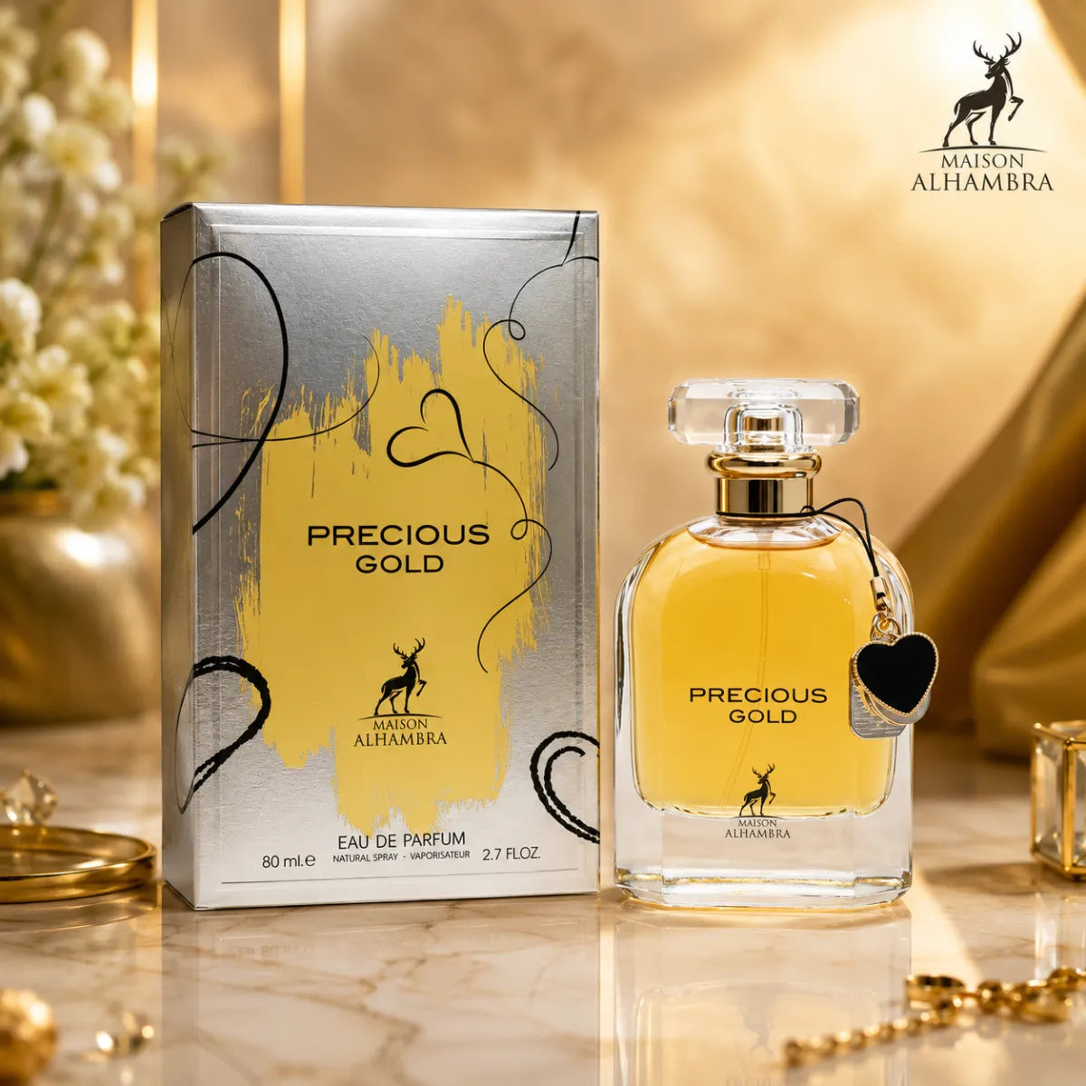Buy Maison Alhambra Precious Gold Eau De Parfum 80ml online in Qatar for best price, luxury amber fragrance - perfumesouq Qatar