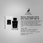 Maison Alhambra Dark Door Sport EDP 100 ml features a long-lasting scent with a fresh and energetic feel from Perfumesouq Qatar