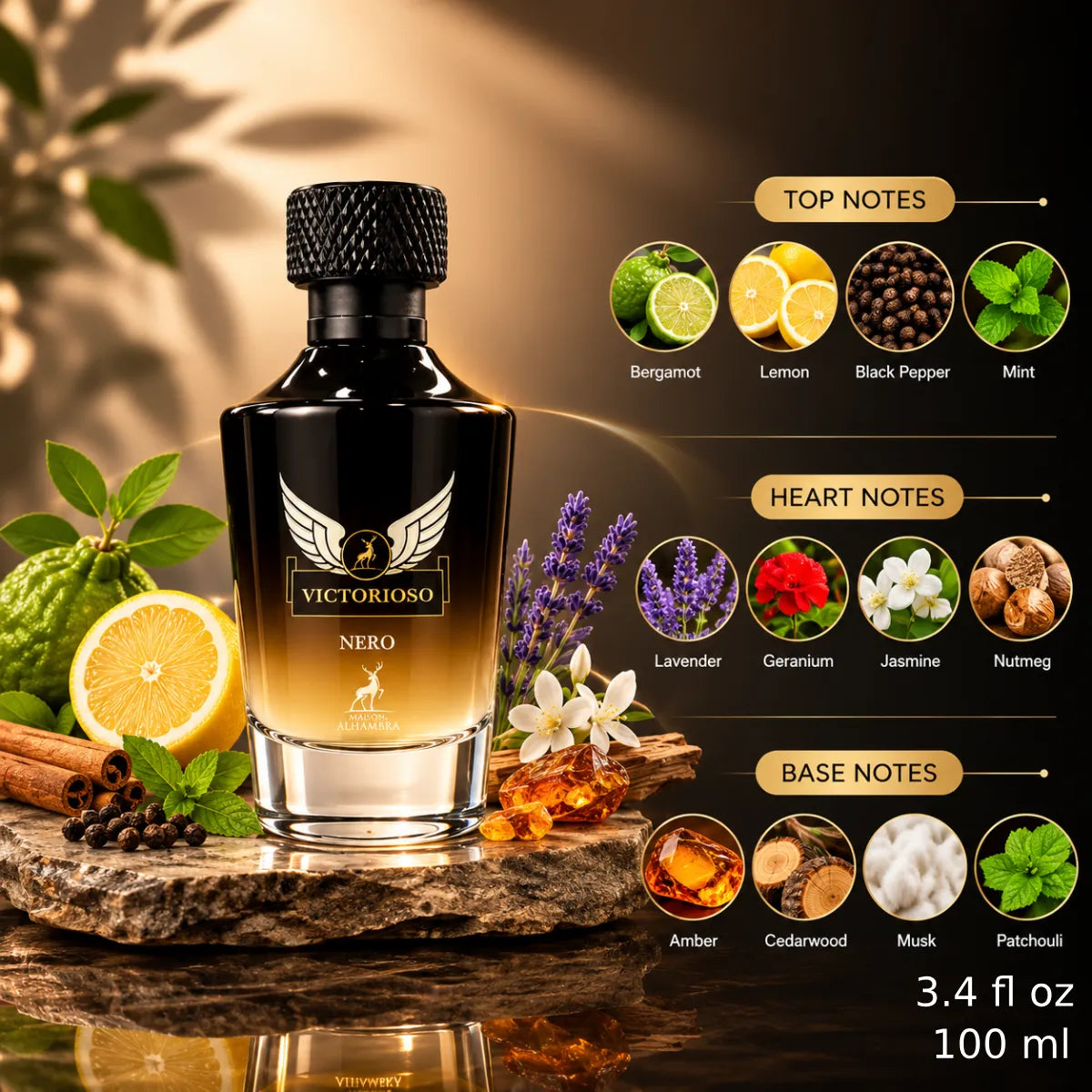 Authentic Maison Alhambra Victorioso Nero Eau De Parfum 100ml for best price with fast delivery - perfumesouq Qatar
